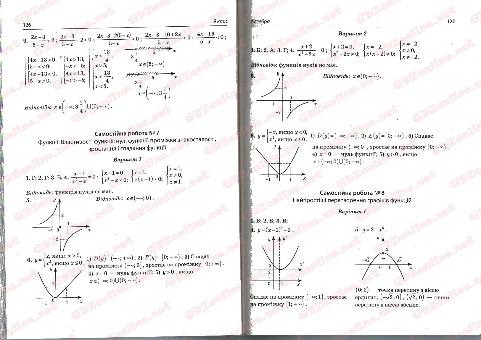 Тест-контроль Алгебра+геометрія 8 Клас Відповіді Вердина