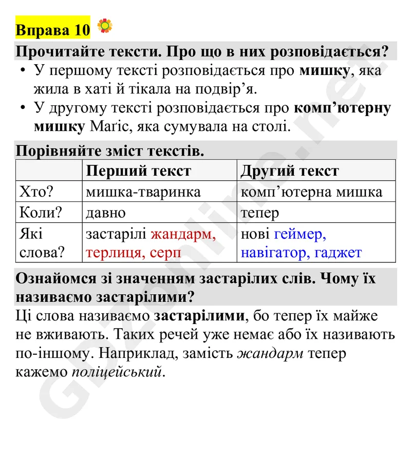 Вправа 10 — Українська мова 4 клас Захарійчук 2026, відповідь і розв’язання