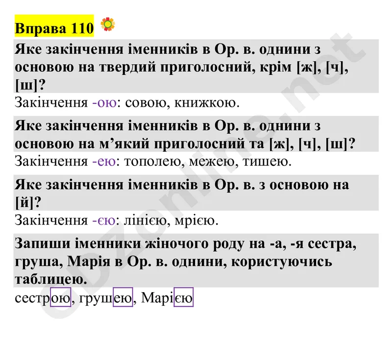 Вправа 110 — Українська мова 4 клас Захарійчук 2026, відповідь і розв’язання