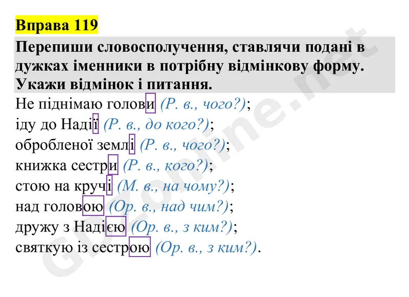 Вправа 119 — Українська мова 4 клас Захарійчук 2026, відповідь і розв’язання
