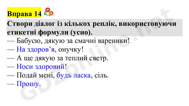 Вправа 14 — Українська мова 4 клас Захарійчук 2026, відповідь і розв’язання
