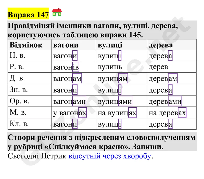 Вправа 147 — Українська мова 4 клас Захарійчук 2026, відповідь і розв’язання