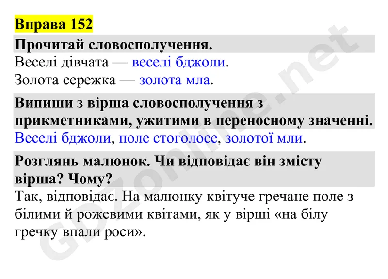 Вправа 152 — Українська мова 4 клас Захарійчук 2026, відповідь і розв’язання