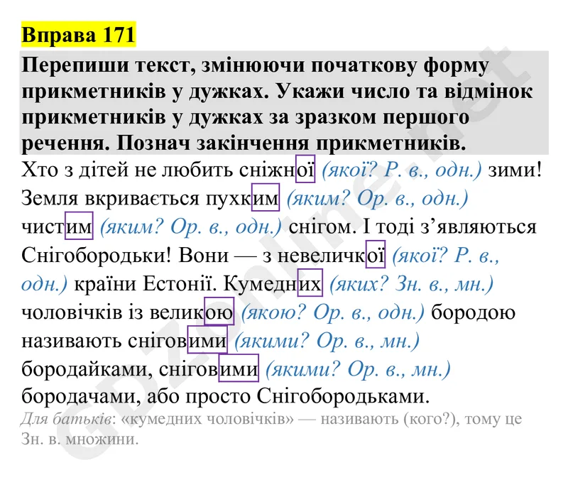 Вправа 171 — Українська мова 4 клас Захарійчук 2026, відповідь і розв’язання