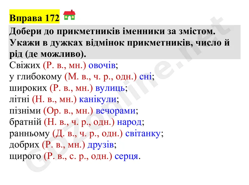 Вправа 172 — Українська мова 4 клас Захарійчук 2026, відповідь і розв’язання