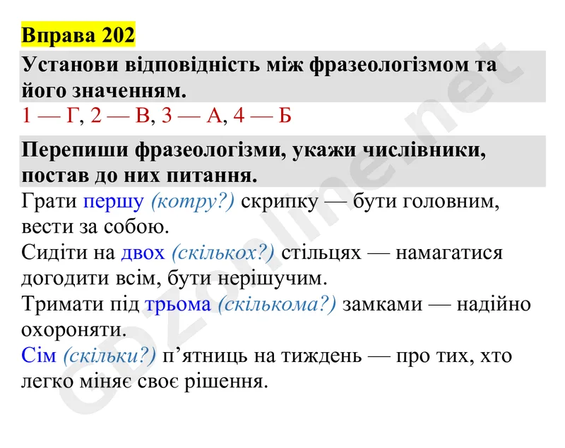 Вправа 202 — Українська мова 4 клас Захарійчук 2026, відповідь і розв’язання