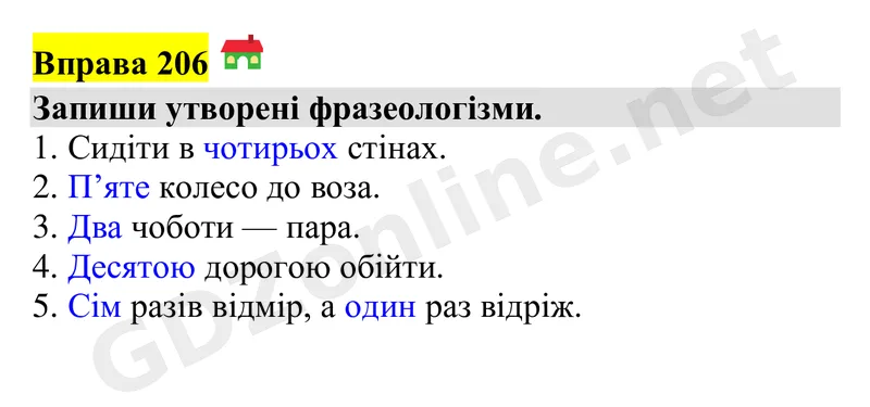 Вправа 206 — Українська мова 4 клас Захарійчук 2026, відповідь і розв’язання