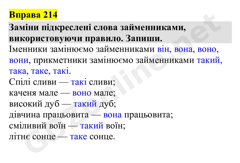 Вправа 214 — Українська мова 4 клас Захарійчук 2026, відповідь і розв’язання