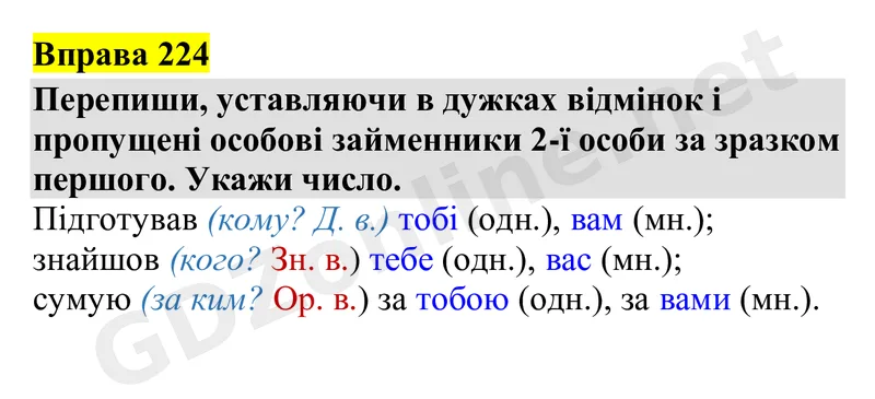 Вправа 224 — Українська мова 4 клас Захарійчук 2026, відповідь і розв’язання