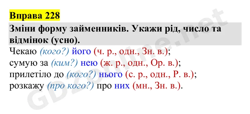 Вправа 228 — Українська мова 4 клас Захарійчук 2026, відповідь і розв’язання