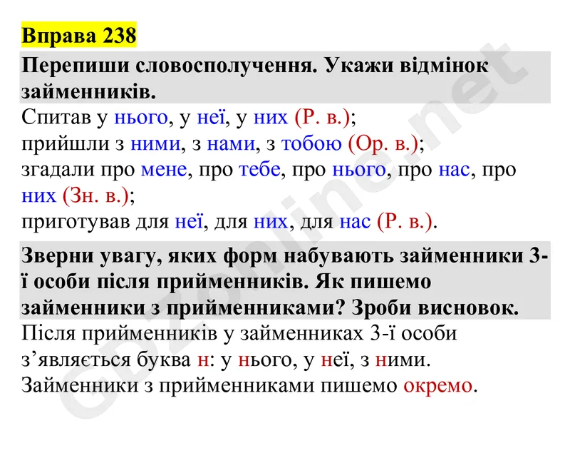 Вправа 238 — Українська мова 4 клас Захарійчук 2026, відповідь і розв’язання