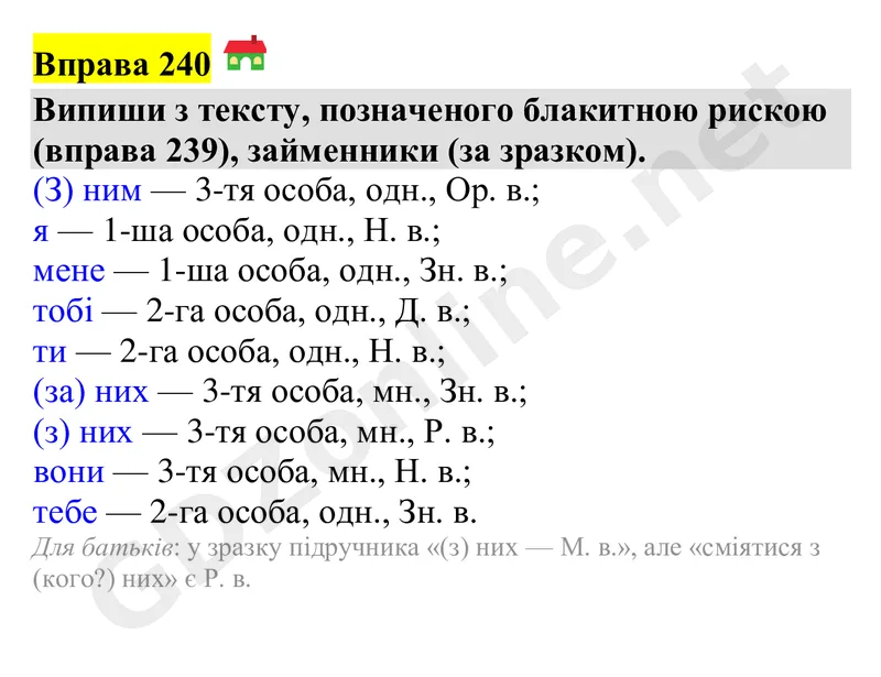Вправа 240 — Українська мова 4 клас Захарійчук 2026, відповідь і розв’язання
