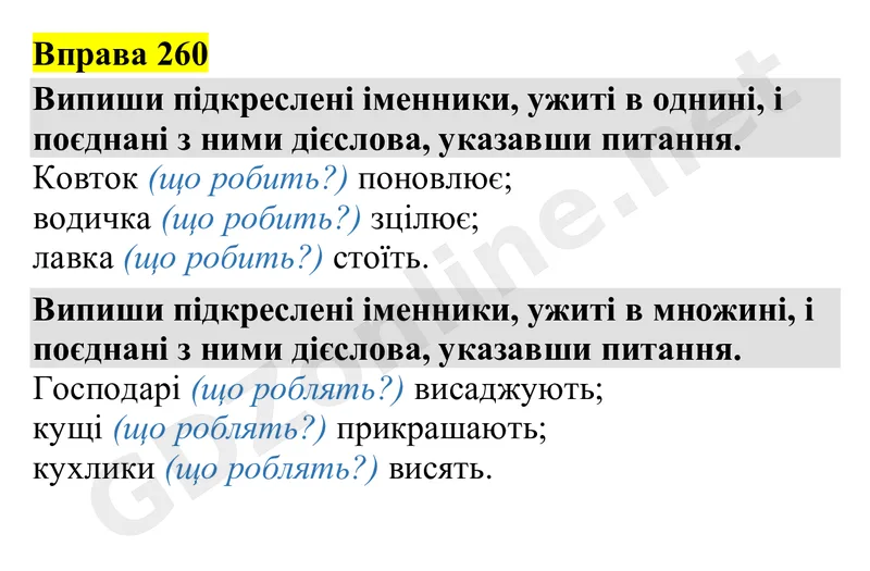 Вправа 260 — Українська мова 4 клас Захарійчук 2026, відповідь і розв’язання