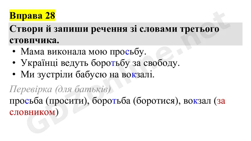 Вправа 28 — Українська мова 4 клас Захарійчук 2026, відповідь і розв’язання