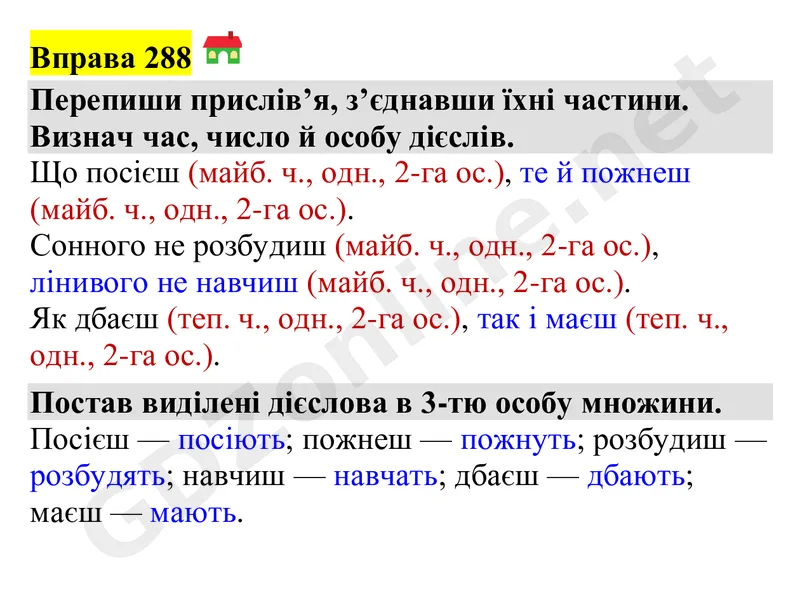 Вправа 288 — Українська мова 4 клас Захарійчук 2026, відповідь і розв’язання