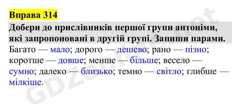 Вправа 314 — Українська мова 4 клас Захарійчук 2026, відповідь і розв’язання