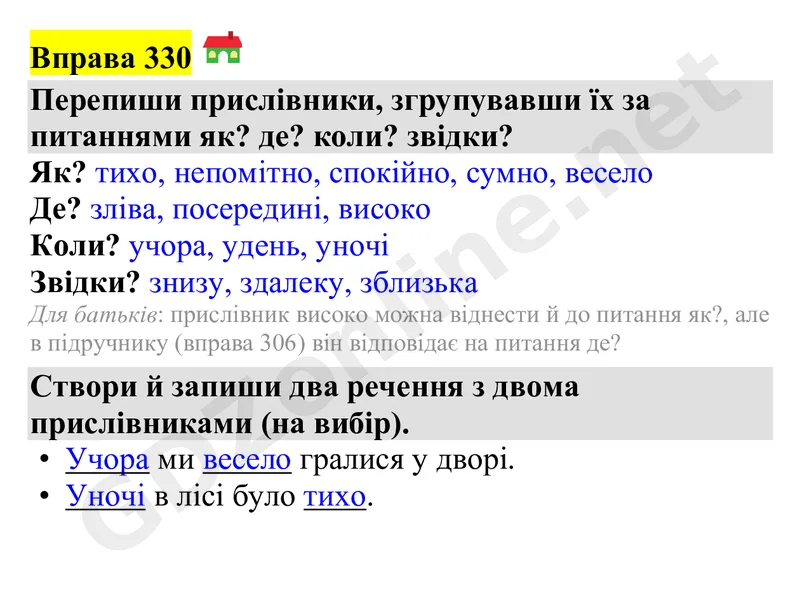 Вправа 330 — Українська мова 4 клас Захарійчук 2026, відповідь і розв’язання