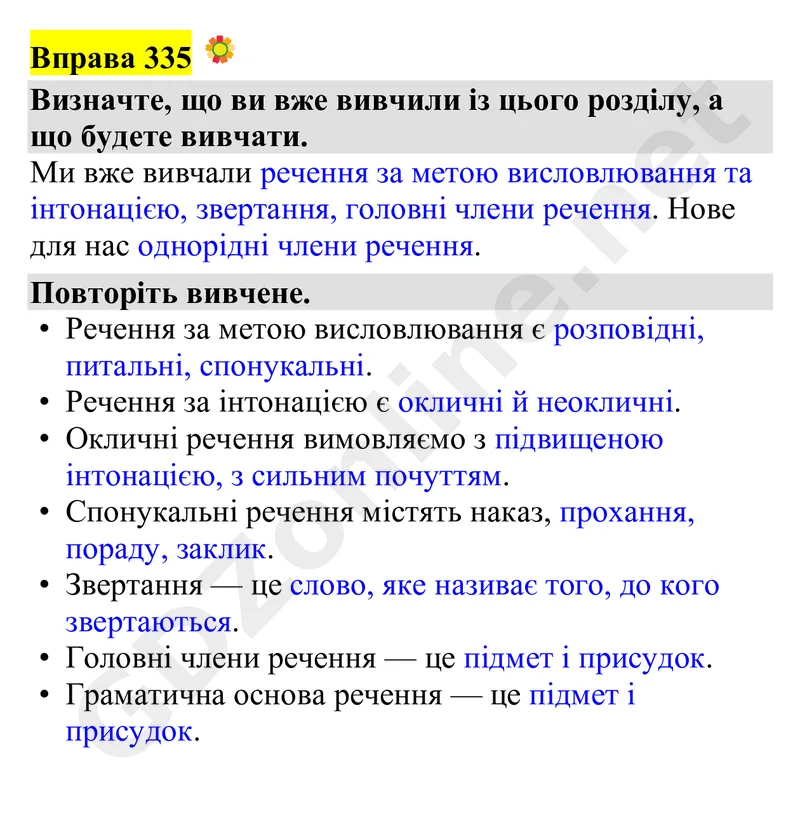 Вправа 335 — Українська мова 4 клас Захарійчук 2026, відповідь і розв’язання