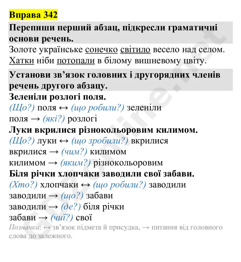 Вправа 342 — Українська мова 4 клас Захарійчук 2026, відповідь і розв’язання