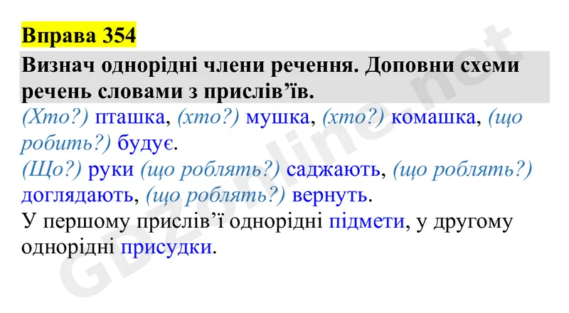Вправа 354 — Українська мова 4 клас Захарійчук 2026, відповідь і розв’язання