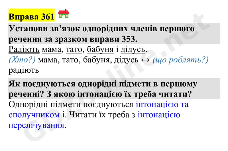 Вправа 361 — Українська мова 4 клас Захарійчук 2026, відповідь і розв’язання