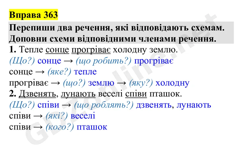 Вправа 363 — Українська мова 4 клас Захарійчук 2026, відповідь і розв’язання