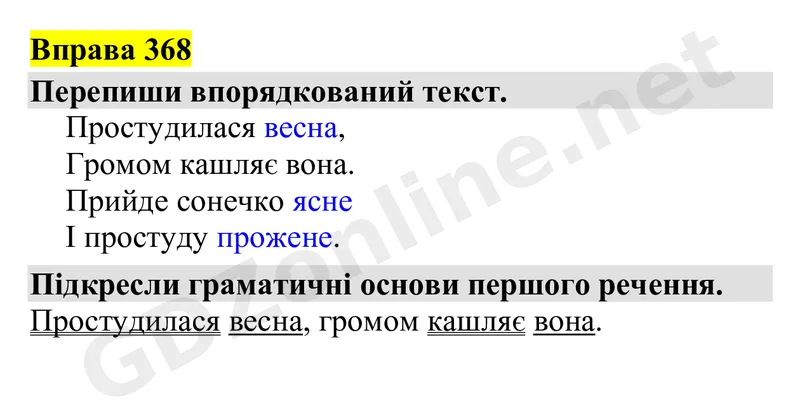 Вправа 368 — Українська мова 4 клас Захарійчук 2026, відповідь і розв’язання