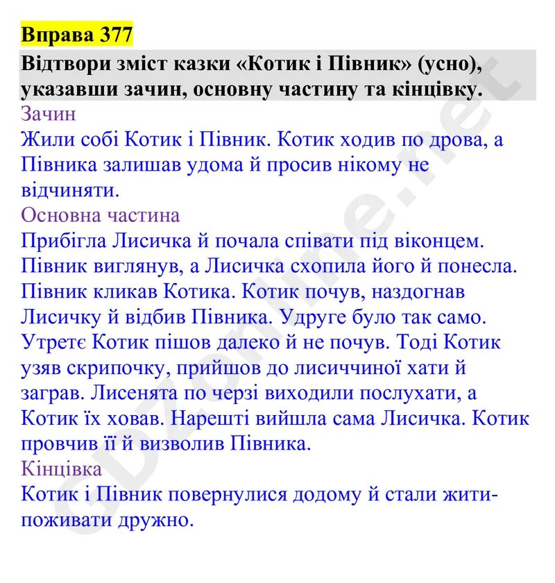 Вправа 377 — Українська мова 4 клас Захарійчук 2026, відповідь і розв’язання