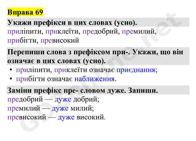 Вправа 69 — Українська мова 4 клас Захарійчук 2026, відповідь і розв’язання
