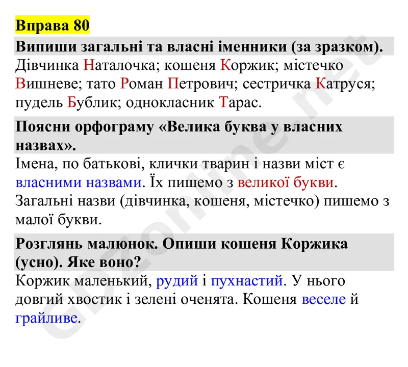 Вправа 80 — Українська мова 4 клас Захарійчук 2026, відповідь і розв’язання