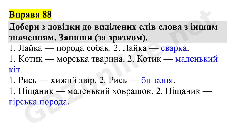 Вправа 88 — Українська мова 4 клас Захарійчук 2026, відповідь і розв’язання
