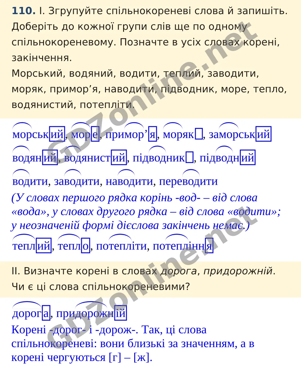 Вправа 110 — Українська мова 5 клас Заболотний 2022, відповідь і розв’язання