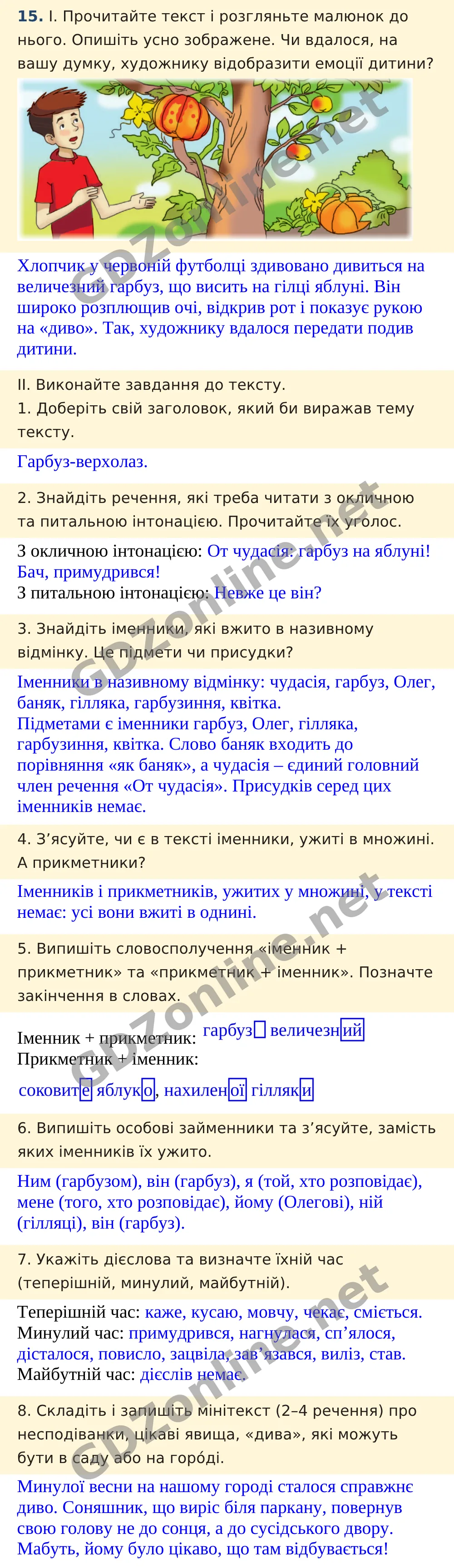 Вправа 15 — Українська мова 5 клас Заболотний 2022, відповідь і розв’язання