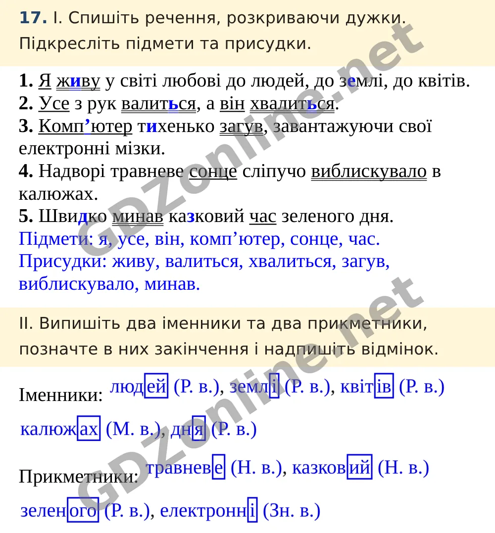Вправа 17 — Українська мова 5 клас Заболотний 2022, відповідь і розв’язання
