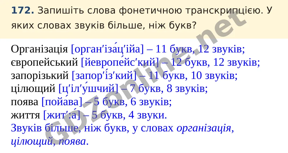 Вправа 172 — Українська мова 5 клас Заболотний 2022, відповідь і розв’язання