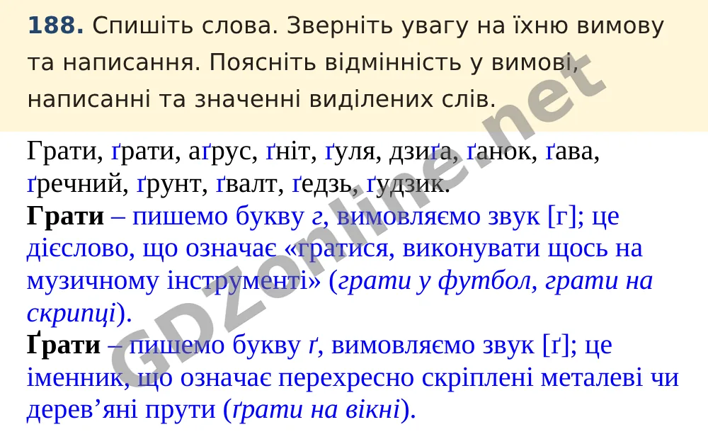 Вправа 188 — Українська мова 5 клас Заболотний 2022, відповідь і розв’язання