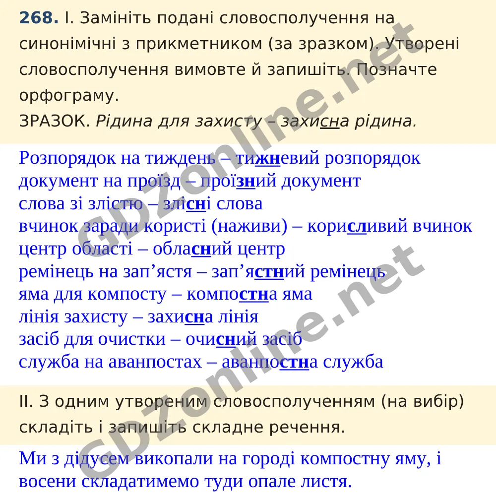 Вправа 268 — Українська мова 5 клас Заболотний 2022, відповідь і розв’язання