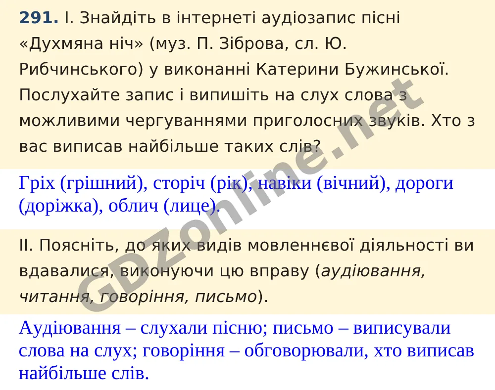 Вправа 291 — Українська мова 5 клас Заболотний 2022, відповідь і розв’язання