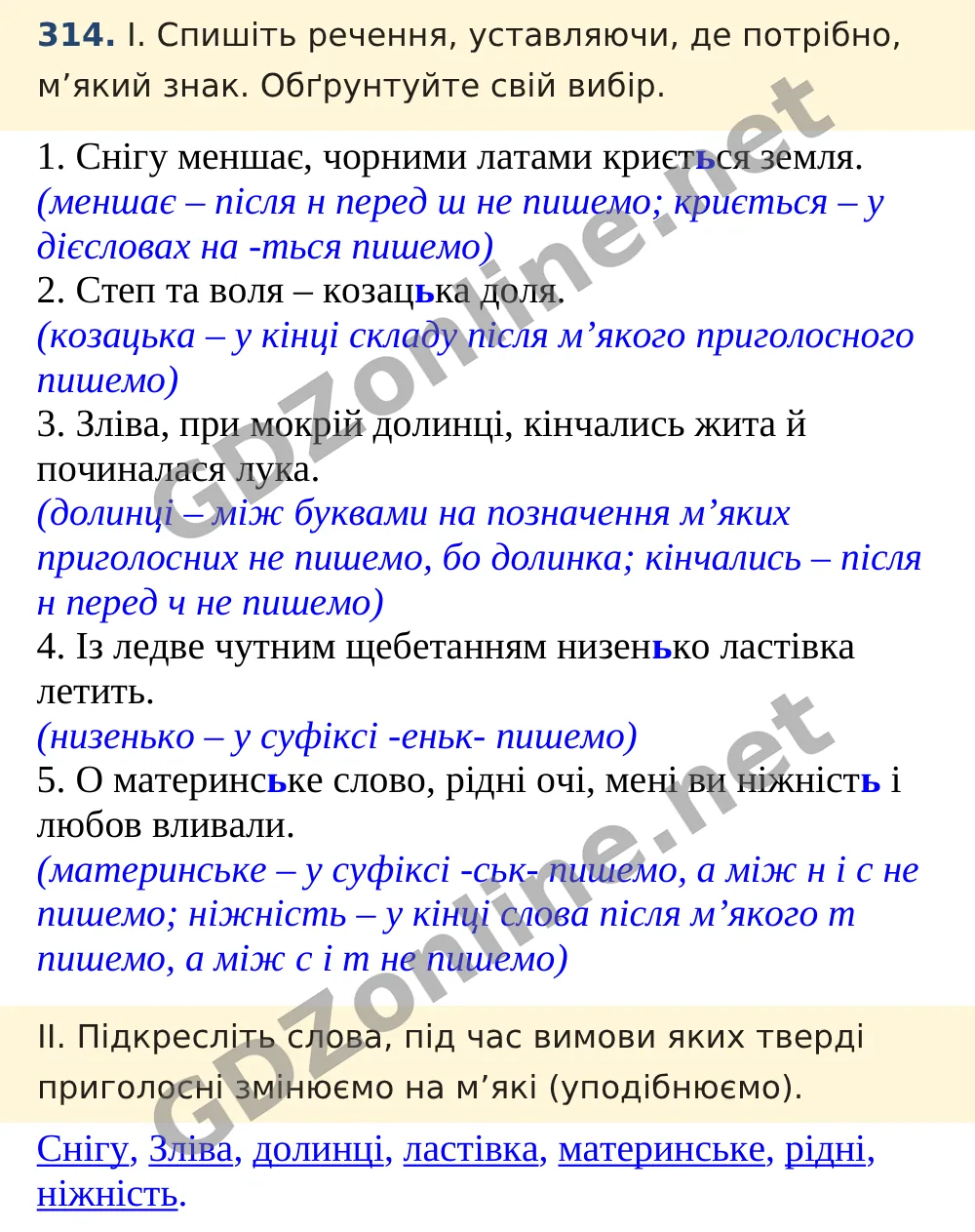 Вправа 314 — Українська мова 5 клас Заболотний 2022, відповідь і розв’язання
