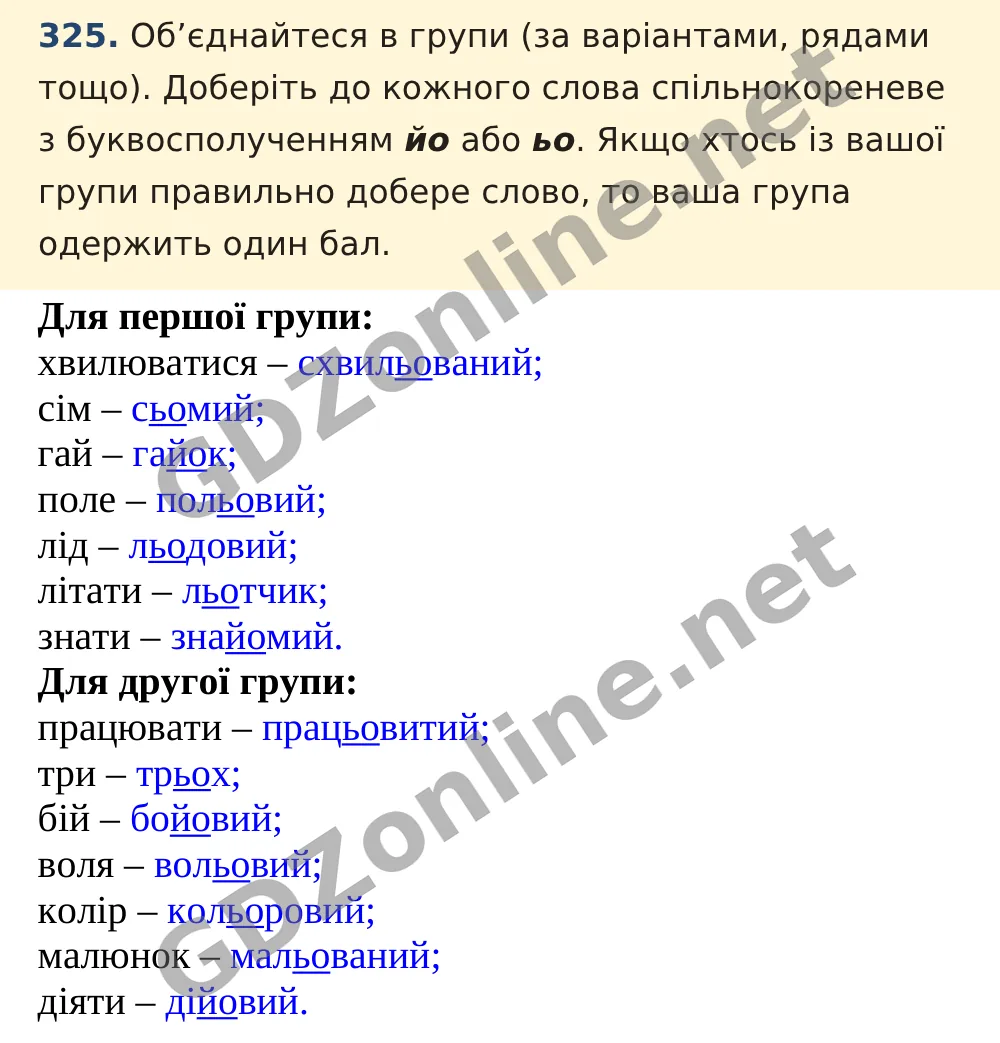 Вправа 325 — Українська мова 5 клас Заболотний 2022, відповідь і розв’язання