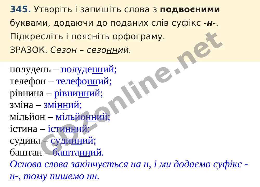 Вправа 345 — Українська мова 5 клас Заболотний 2022, відповідь і розв’язання