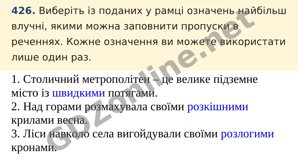 Вправа 426 — Українська мова 5 клас Заболотний 2022, відповідь і розв’язання