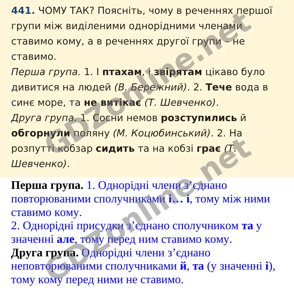 Вправа 441 — Українська мова 5 клас Заболотний 2022, відповідь і розв’язання