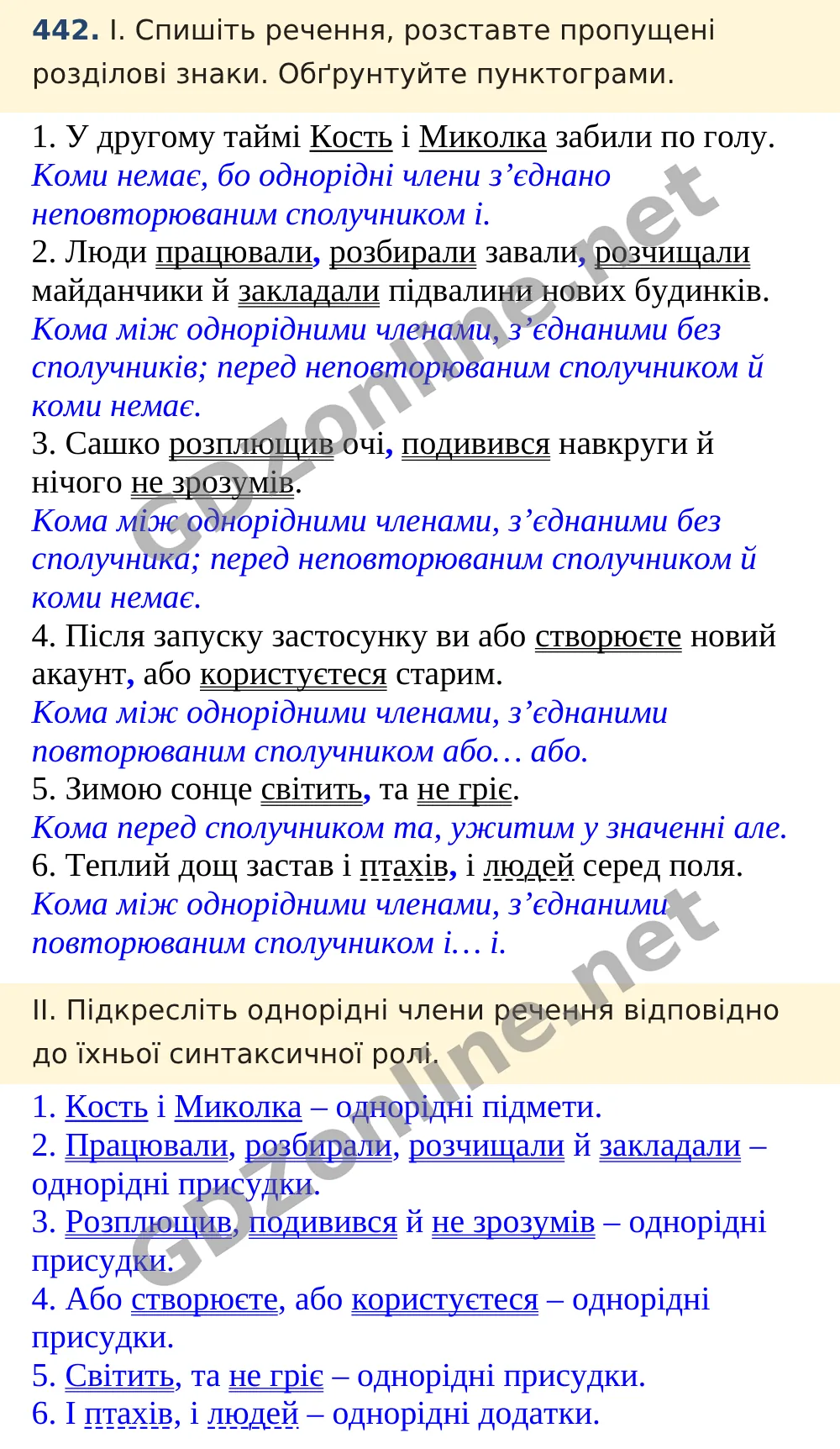 Вправа 442 — Українська мова 5 клас Заболотний 2022, відповідь і розв’язання