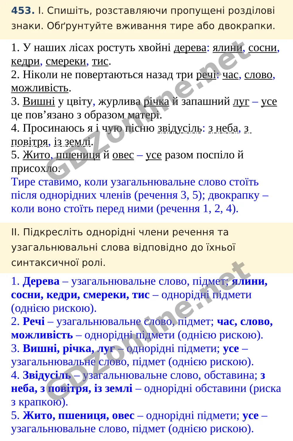 Вправа 453 — Українська мова 5 клас Заболотний 2022, відповідь і розв’язання