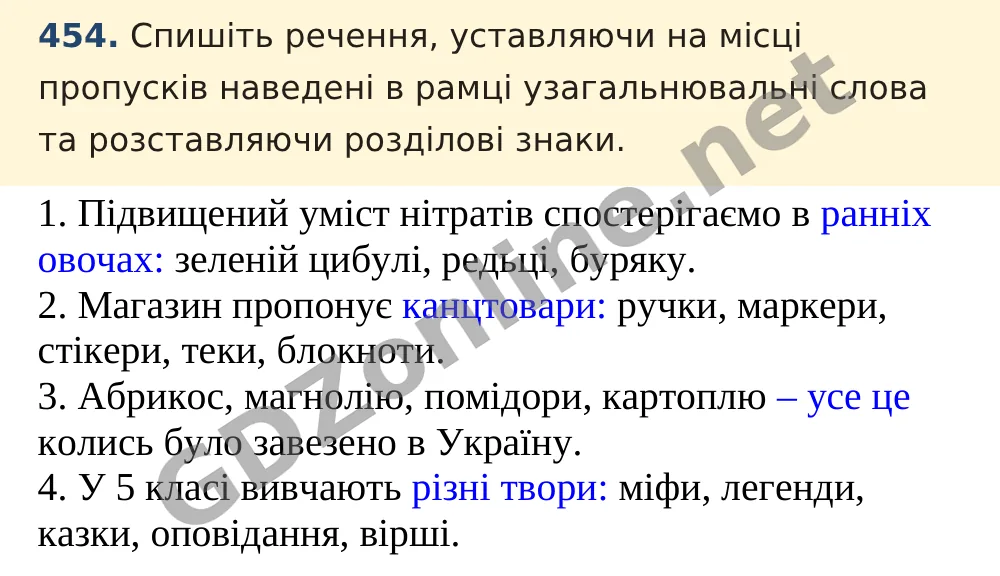 Вправа 454 — Українська мова 5 клас Заболотний 2022, відповідь і розв’язання