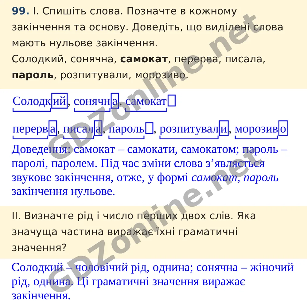 Вправа 99 — Українська мова 5 клас Заболотний 2022, відповідь і розв’язання