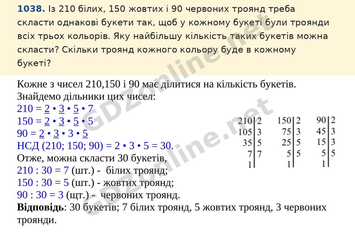 Завдання 1038 — Математика 5 клас Істер 2022, відповідь і розв’язання