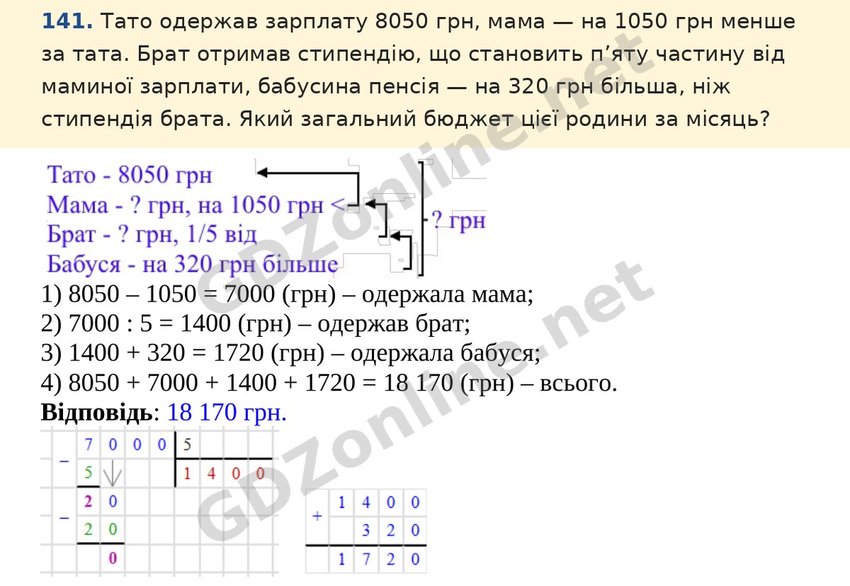 Завдання 141 — Математика 5 клас Істер 2022, відповідь і розв’язання