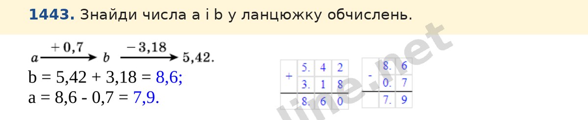 Завдання 1443 — Математика 5 клас Істер 2022, відповідь і розв’язання